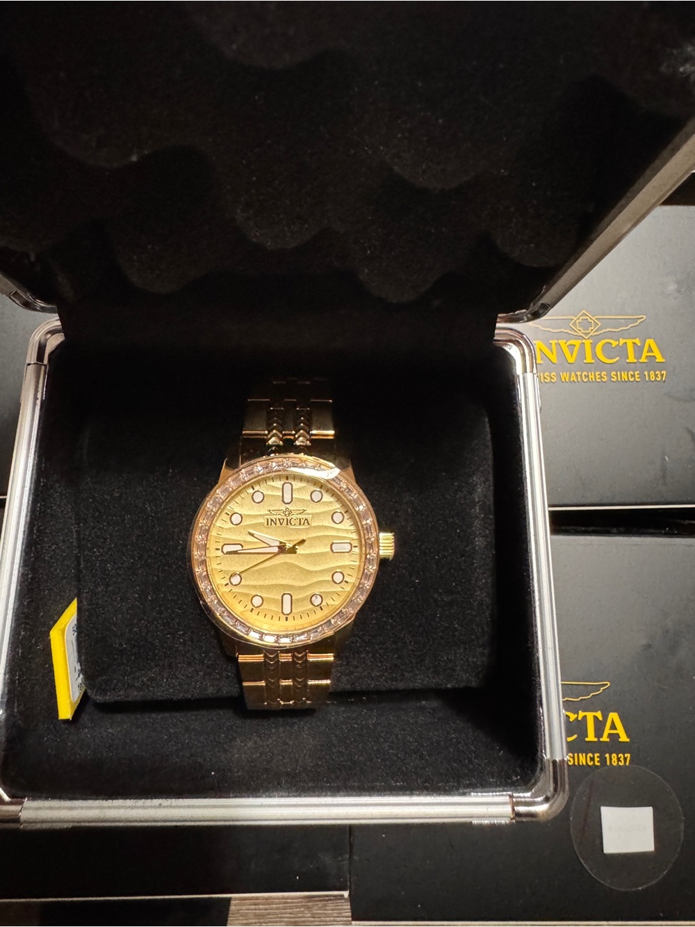 Invicta Men's Gold-Tone Watch with Crystal Bezel and Gold Dial - Picture 3 of 5